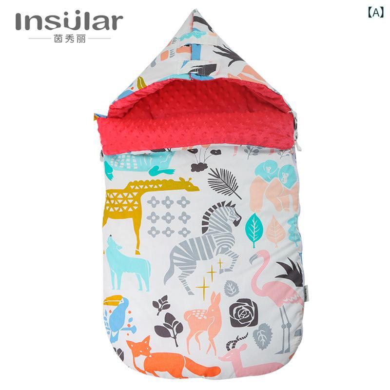 ベビー スリーピングバッグ 新生児 男の子 女の子 コットン 厚手 保温 エンベロープ式 抱っこ毛布 オー..