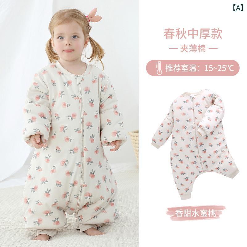 スリーピングバッグ ベビー キッズ 男の子 女の子 分脚 型 秋冬 厚手 春秋 中厚 保温 繊維 綿 綿 吸湿..