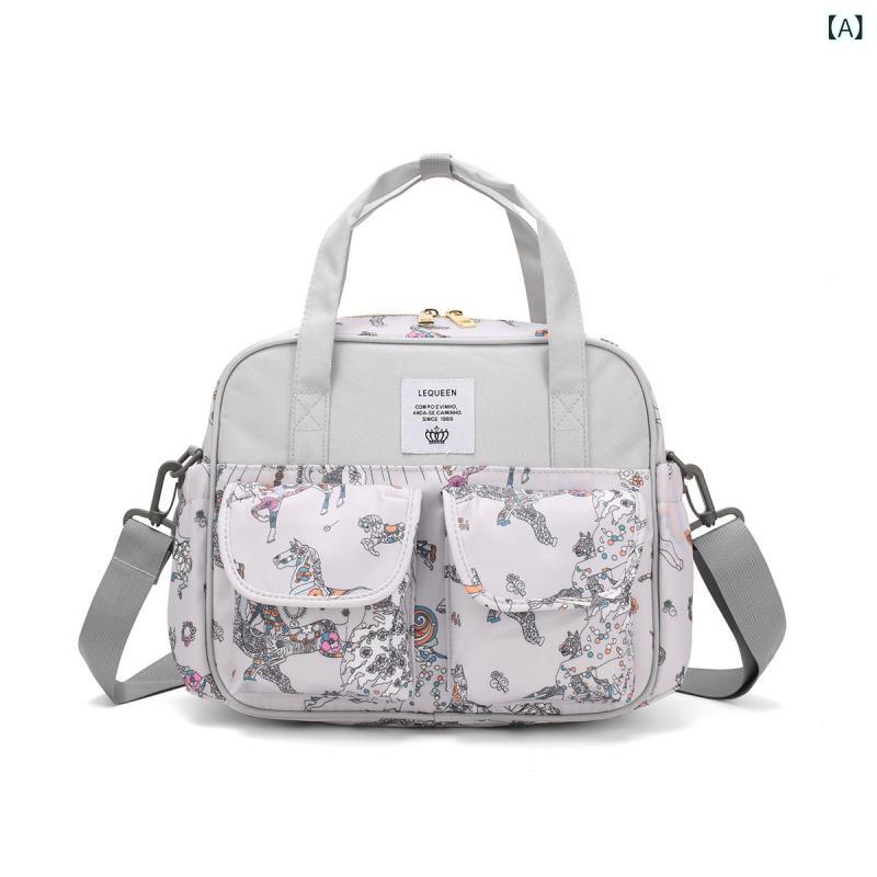 レディース マミーバッグ 防水 大容量 母子外出鞄 ショルダータイプ ハンドル付き オックスフォード素..