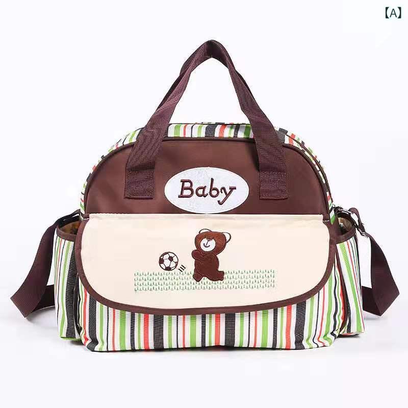 マミーバッグ くま柄 かわいい 多機能 手提げ 大容量 母子 斜めがけ ショルダー ポリエステル 防水 ブ..