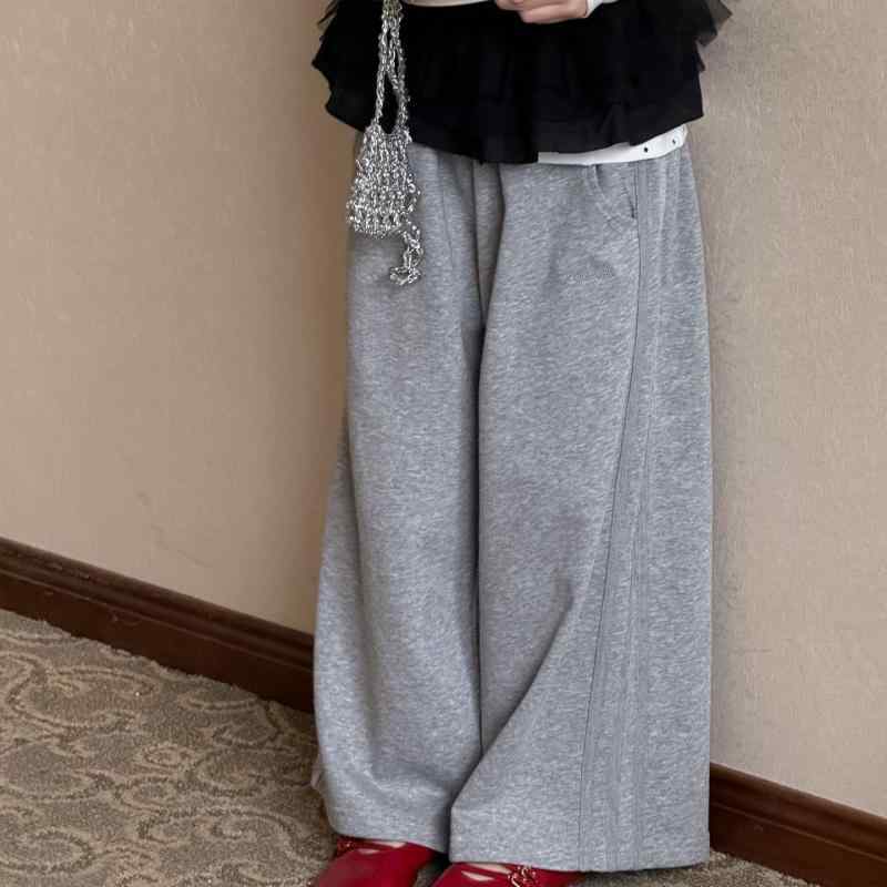 女の子 パンツ キッズ カジュアル ワイドレッグ ストレート 長ズボン 綿 春 韓国 おしゃれ トレンド 中..