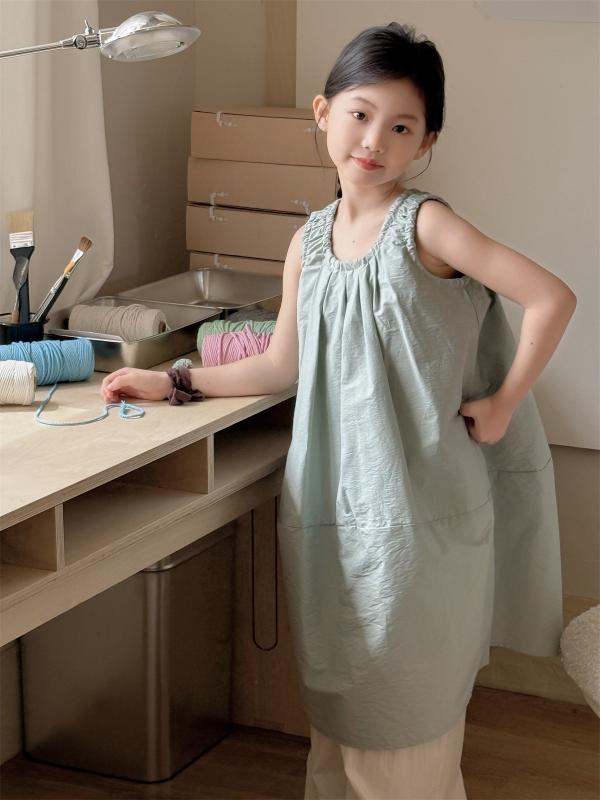 女の子 夏 ワンピース 吊帯 綿 プリンセス スカート 韓国 かわいい 子供服 ベージュ 緑 オールインワン..