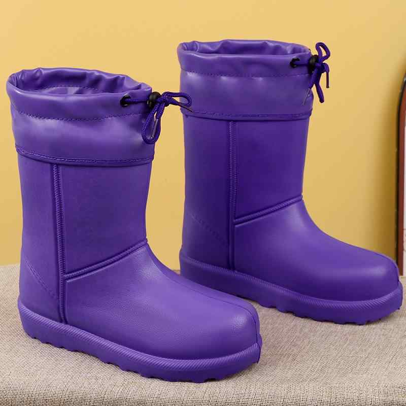 スノーブーツ レディース 冬 防水 防寒 保暖 厚手 綿入り アウトドア ワーク カジュアル ラウンドトゥ ミッドカット フラット 無地 合成レザー EVAソール ウールインソール 赤 黒 紫