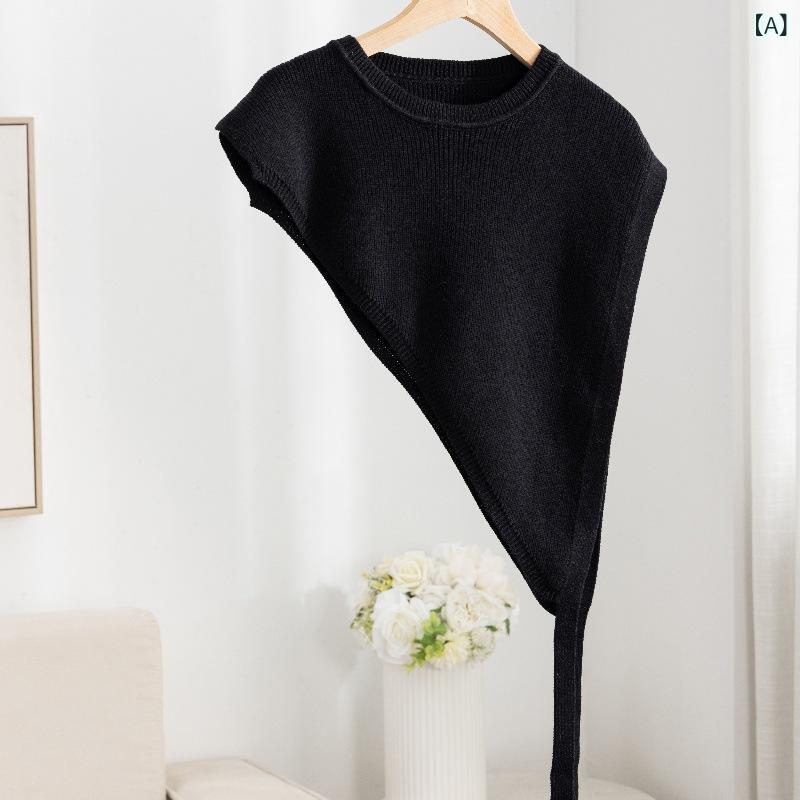 レディース ニット ショール 三角形 重ね着 スタイリッシュ アウター 高級感 小型 秋冬 コーディネート..