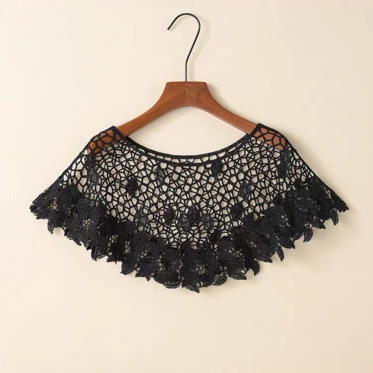 ショール レディース レース 透け ニット 黒 小さめ ショート丈 アウター 薄手 プルオーバー 合わせや..