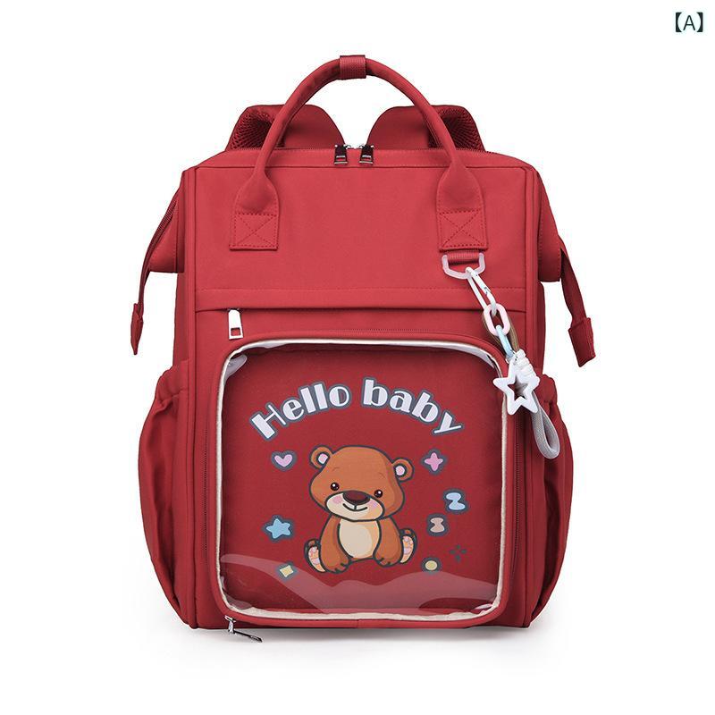 ベビーバッグ 男の子 女の子 マミーバッグ プリント柄 カードゥーン 母子用 バックパック 多機能 大容..