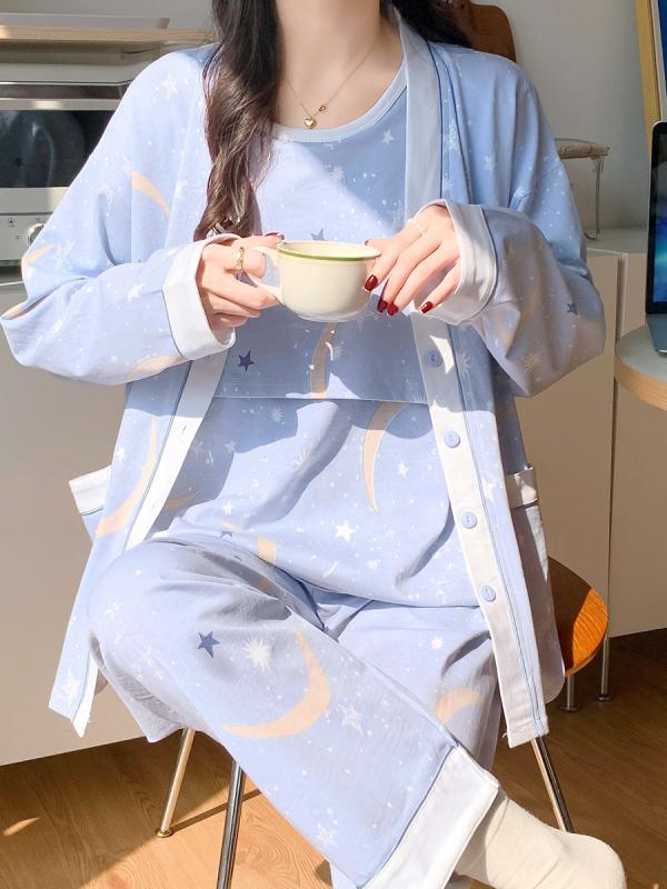 授乳パジャマ 妊婦 産後 ルームウェア セット コットン素材 長袖 ロングパンツ 春 薄手 胸パッド 授乳..