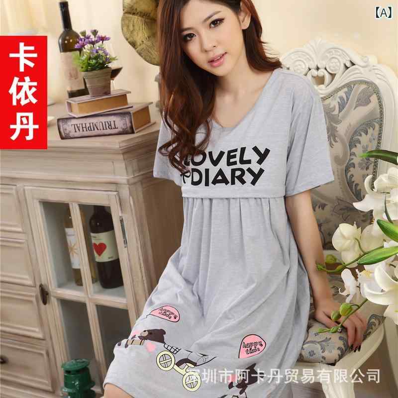 妊婦 マタニティ 夏 薄手 軽量 ニット コットン 肌触り良い 授乳 ワンピース 半袖 ミドル丈 プリンセス..