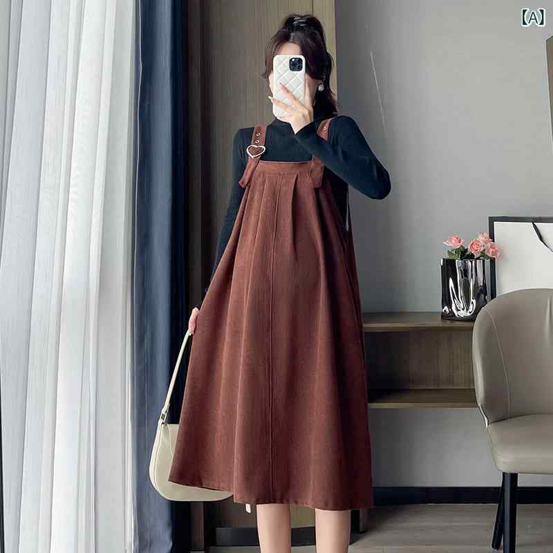 マタニティ 秋冬 ニット セーター セット サスペンダースカート ゆったり 小柄 対応 授乳 機能 コーデ..