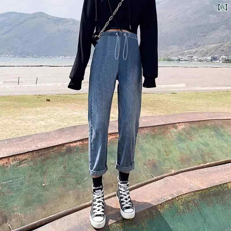 マタニティパンツ 春秋 デニム ワイド ハーレム 9分丈 ドローコード スリム ベーシック 托腹 伸縮性 ル..