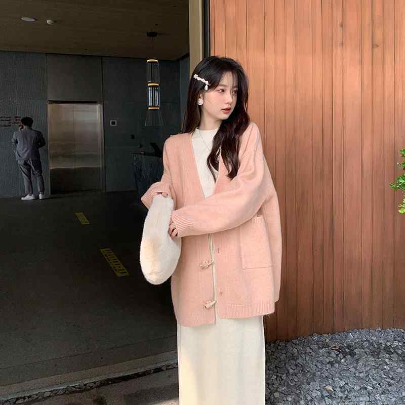 授乳服 レディース 秋冬 ニット ワンピース カーディガン セット ピンク ベージュ ブラック ウール 長..