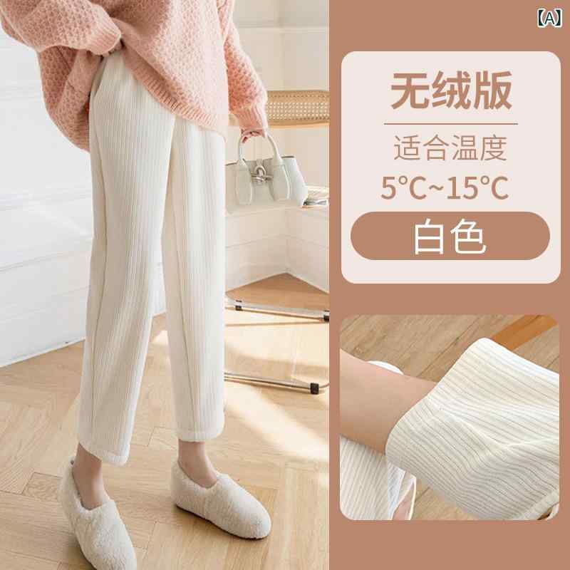 マタニティパンツ マタニティウェア 妊婦ズボン 秋冬 厚手 九分丈 ワイドレッグパンツ 暖か起毛裏地 コ..