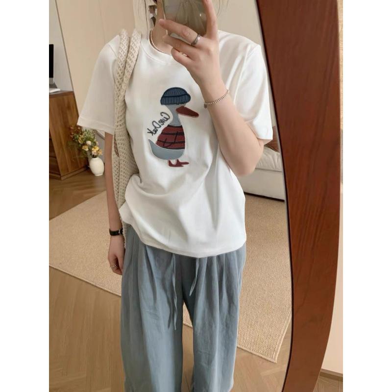 Tシャツ レディース 夏 半袖 授乳 外出 ルーズ 綿 白 グレー ネイビー 産後 ママ トップス ストリート ..