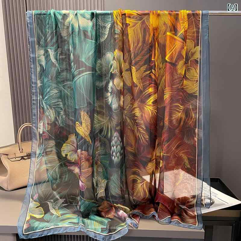 スカーフ レディース ロング 大判 ストール ガーゼ 薄手 軽量 プリント 花柄 レトロ 民族風 文芸 春夏 ..