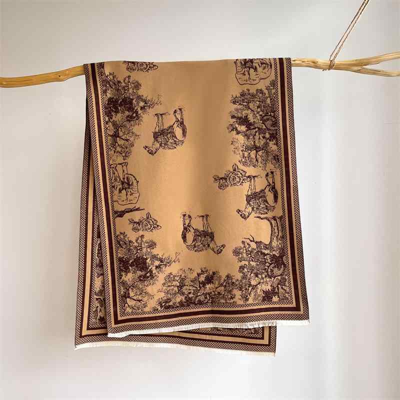 スカーフ レディース エスニック風 レトロ風 織り込み柄 ラクダモチーフ ポリエステル コットン 保温 ..