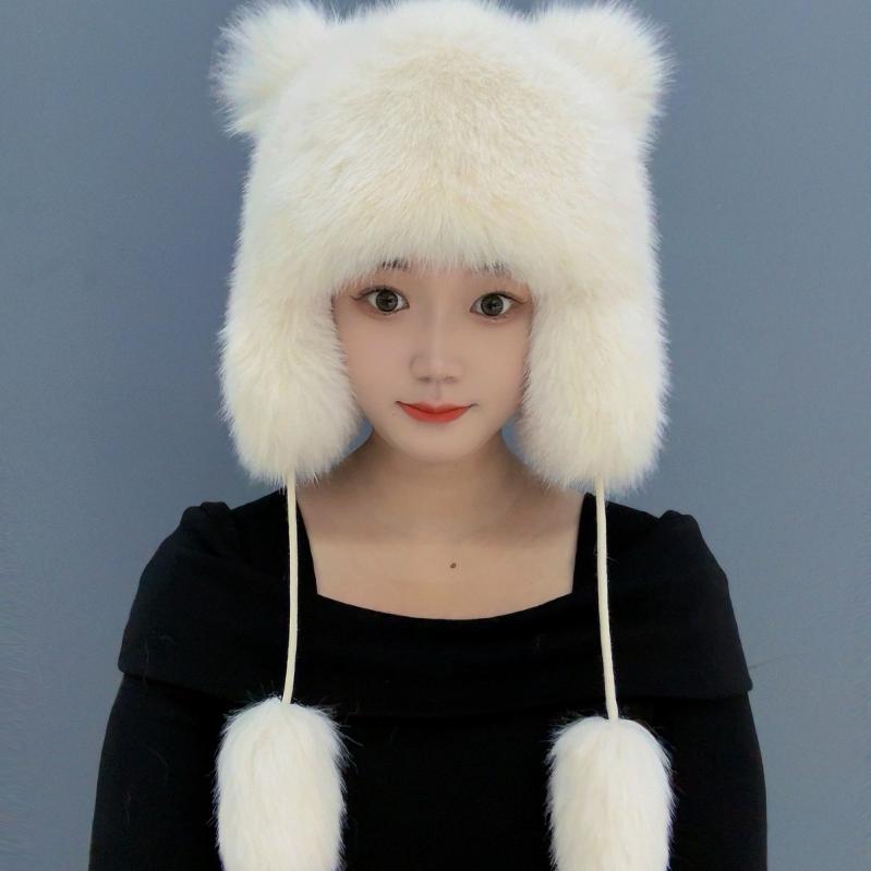 耳当て帽子 秋冬 フェイクファー 狐毛 厚手 保暖 防風 かわいい おしゃれ シンプル ベーシック カジュ..