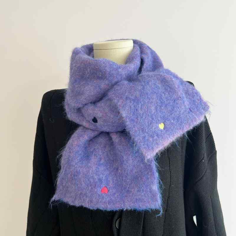 レディース スカーフ ウール 混紡 無地 ハート モチーフ 冬 保温 厚手 防寒 速乾 発熱 針織 中長 学生 日常 通勤 OL スタイル シンプル 欧米 高級感 クリーム オフホワイト ピンク(4)