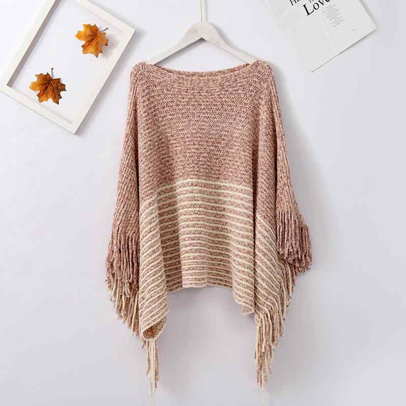 レディース ポンチョ ショール ボートネック プルオーバー スリット フリンジ 北欧風 保温 スカーフ 秋..