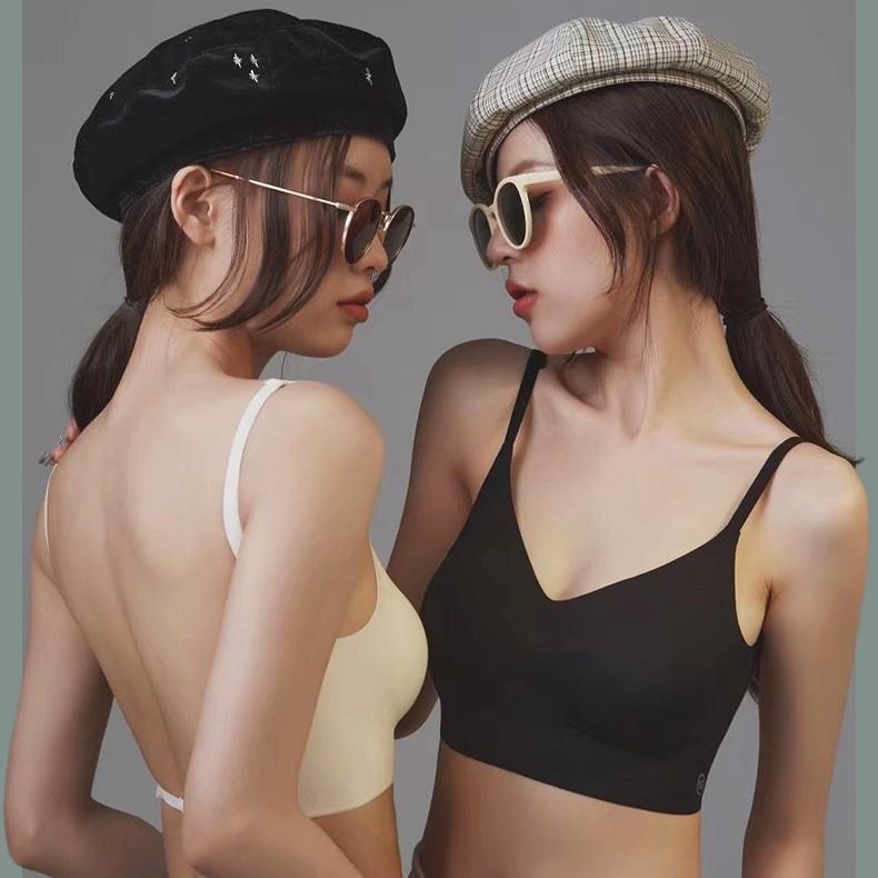 ブラジャー レディース 美背 シームレス ノンワイヤー パッド 付き 小胸 集め 3/4 カップ 大胆 バックレス 黒 肌色 白 ナイロン 快適 防透け セクシー インナー キャミソール 風