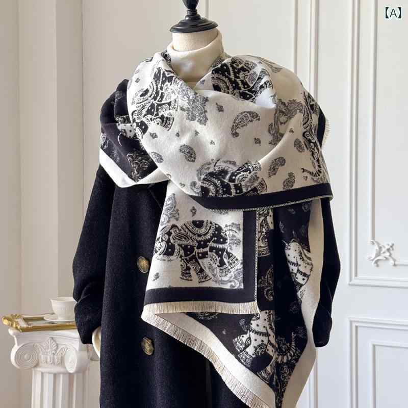 ショール レディース ストール マフラー スカーフ 秋冬 厚手 ウール風 保温 防寒 エアコン 室内 優雅 ..