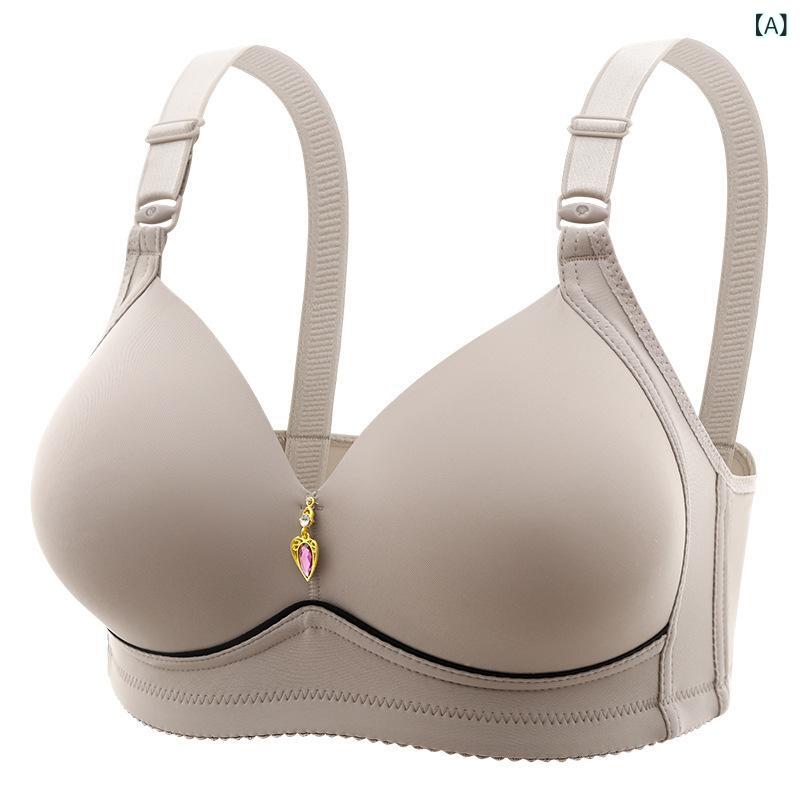 ブラジャー レディース ワイヤレス 大きいサイズ 寄せ タイプ 薄カップ 3/4カップ 快適 通気 吸汗 上持ち サイドサポート ナイロン ポリエステル 夏 肌色 ブラック パープル シンプル カジュアル