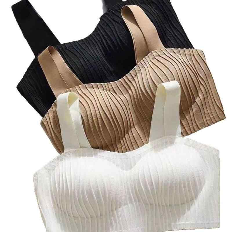 スポーツブラ レディース 小胸寄せ上げ セクシー バックレス 薄手 美背 固定ストラップ 通気性 上向きサポート 快適 ポリエステル フルカップ 薄型パッド スポンジ キャミソール シャンパン カーキ 黒