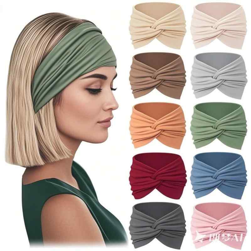 ヘアバンド レディース 伸縮性 ワイド ヨガ フィットネス 吸汗 ファッション 田園風 チェック柄 フルー..