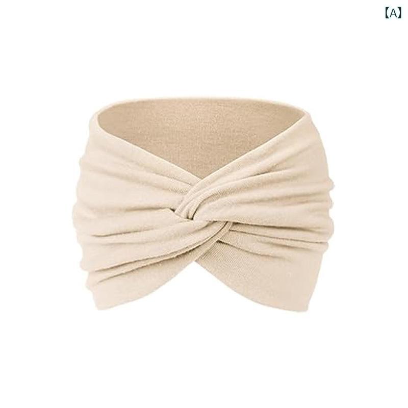 レディース ヘッドバンド ボヘミアン ヨガ ワイド 黒 伸縮性 スポーツ 運動 格子柄 フルーツ柄 田園風 ..