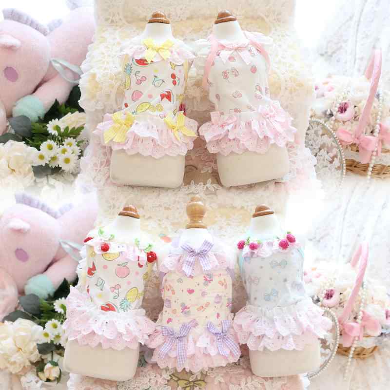 ペット服 秋冬 男の子 女の子 小型犬 猫用 ケーキスカート 桜桃柄 蝶結 綿素材 かわいい ビション マル..