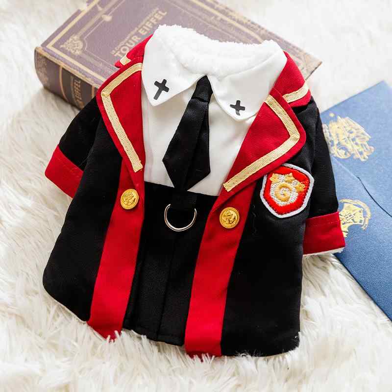 ペットウェア メンズ レディース 秋冬 暖か コットン フリース 魔法学院 制服 スカート 小型犬 猫 カジ..