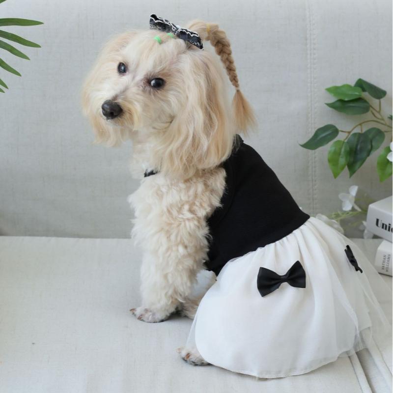 ペット ワンピース ドレス 犬猫 キャミソール 夏 カジュアル 黒 白 プリンセス ポリエステル かわいい ..