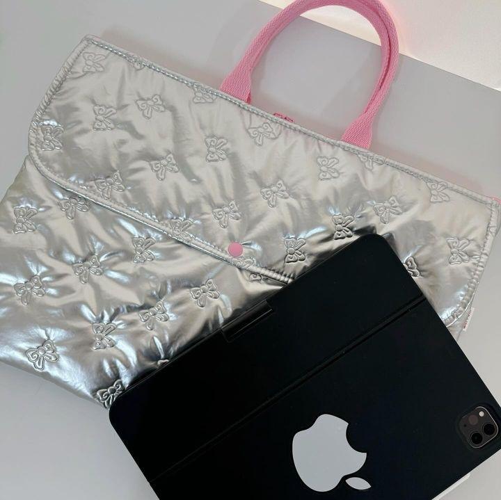 ノートパソコン ケース メンズ レディース 綿素材 夏 白 シルバー 小ウサギ ポルカドット キルティング 13インチ 収納 ハンドバッグ 保護カバー かわいい 動物柄(4)