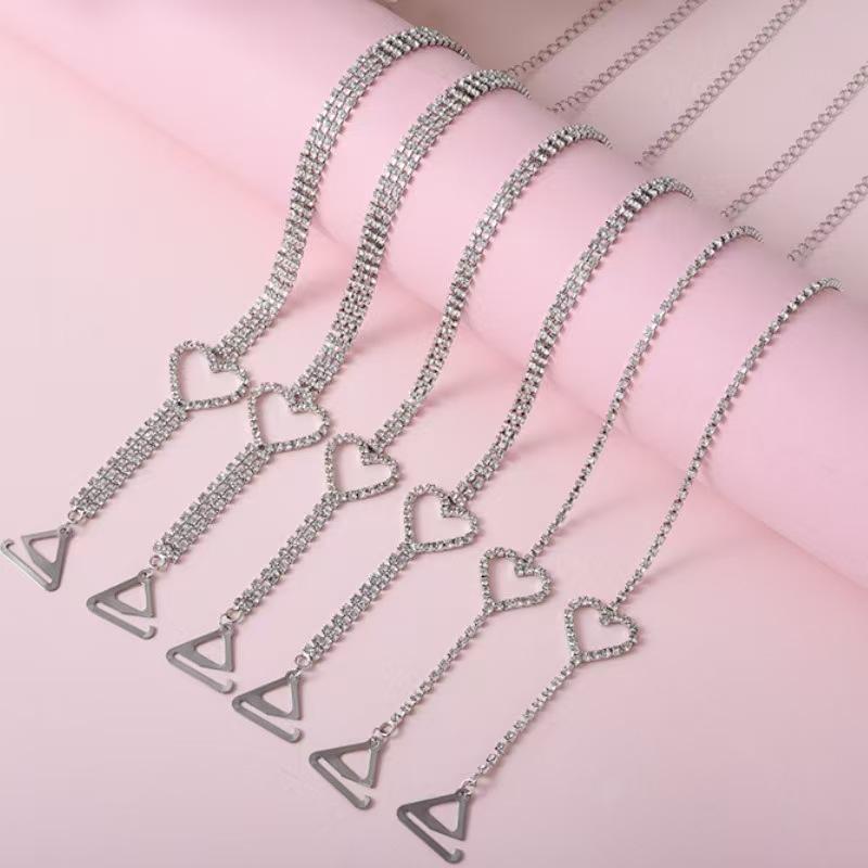 インナー レディース セクシー 透明 ハート ラインストーン 金属 肩チェーン 調節可能 色落ちしにくい ..