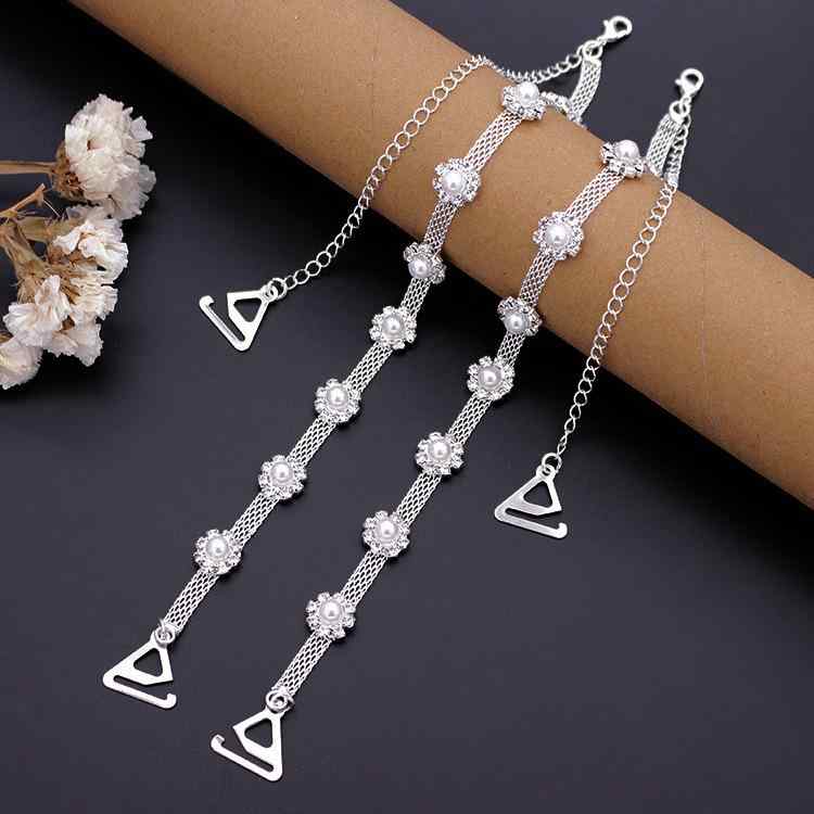 ウェディング 肩紐 レディース 花 パール ラインストーン メタル ボートネック アクセサリー 調整式 ス..