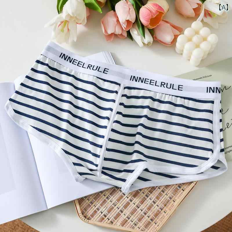 ボクサーパンツ メンズ ストライプ チェック 通気 コットン 中腰 ルーズ 個性 青年 学生 スポーツ トレ..