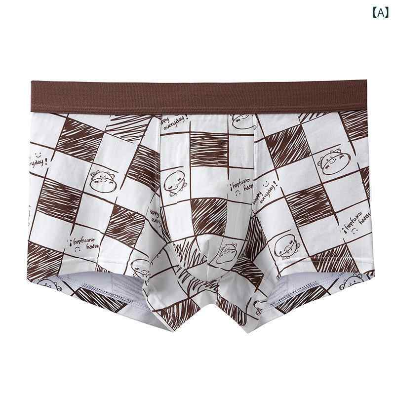 ボクサーパンツ メンズ 綿 通気性 スポーツタイプ ボディシェイプ かわいい カートゥーン柄 動物プリント 柄 グラフィティ オールシーズン