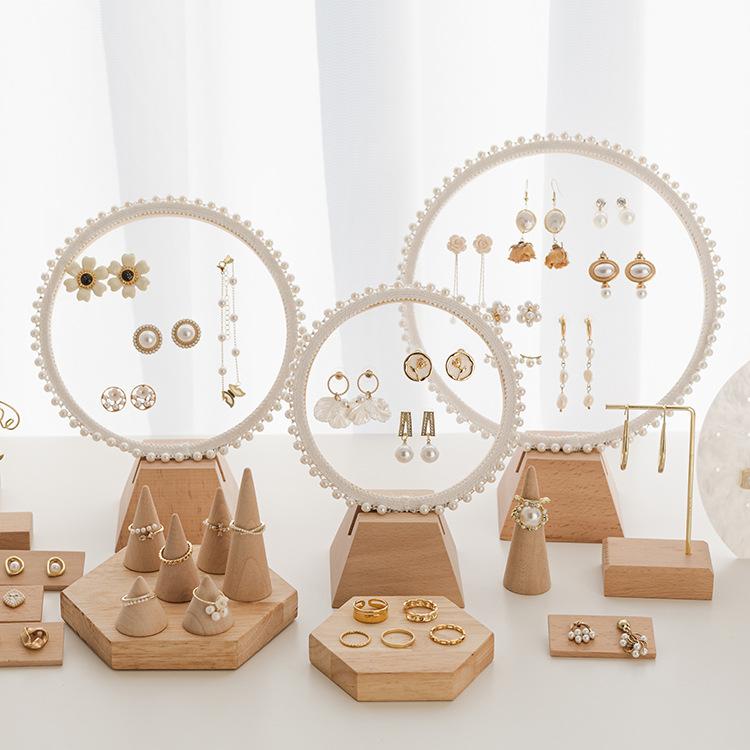 ジュエリー ディスプレイ スタンド 竹木 刺繍 枠 アクセサリー 陈列 棚 ショーウィンドウ 飾り 収納 ラ..