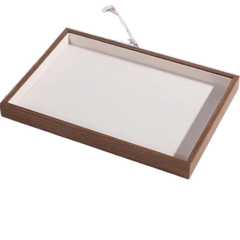 ディスプレイ トレイ アクセサリー 収納 女の子 かわいい ウォールナット調 ベージュ 木製 ベルベット ..