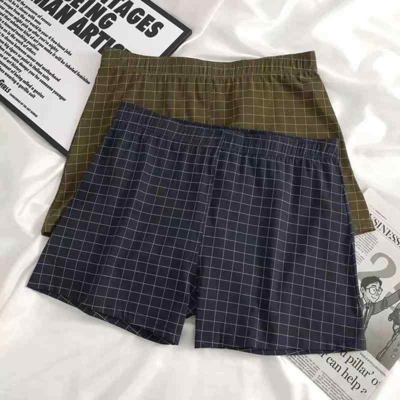 ボクサーパンツ メンズ チェック柄 再生繊維 通気性 ニット生地 中腰 ゆったり 大きめ 快適 高級感 オールシーズン ブラック ネイビー ダークグレー