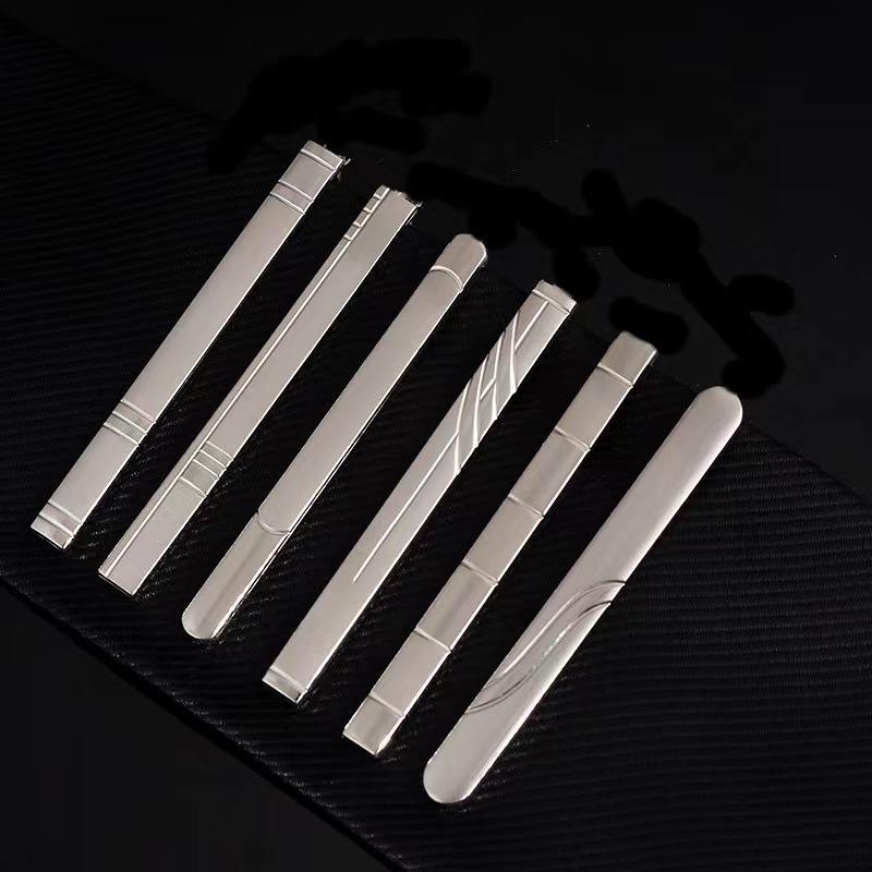 タイクリップ メンズ ジオメトリック マット仕上げ 切り替え柄 電気メッキ加工 ビジネス フォーマル カ..