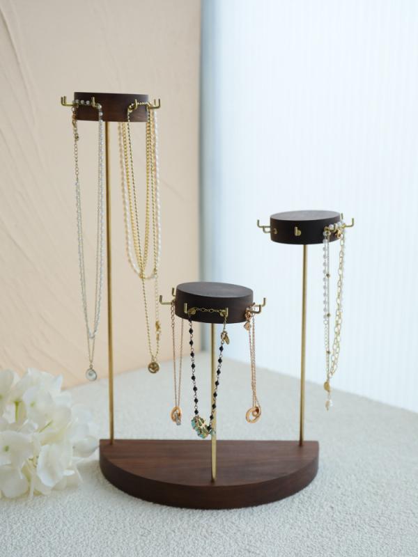 アクセサリー 収納ラック 木製 レトロ 二段 高級感 ジュエリー ディスプレイ ネックレス ブレスレット ..