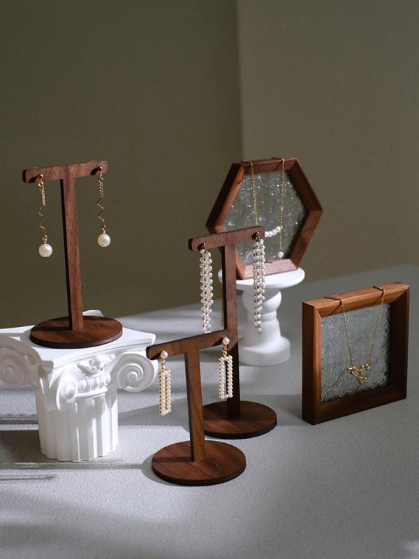 アクセサリー 陳列 スタンド レトロ ウォールナット 木製 ディスプレイ ラック ブレスレット ネックレ..