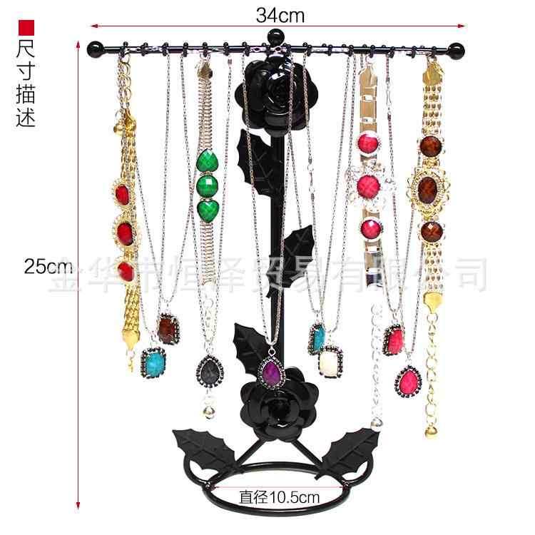 ジュエリー 展示ラック アクセサリー ディスプレイ スタンド 首飾り 収納 棚 ピンク バラ 花柄 二段 32..