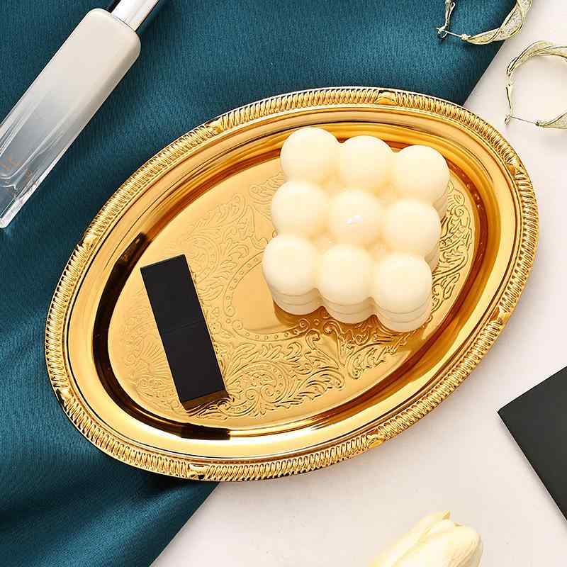 ジュエリートレイ メンズ レディース ビンテージ風 ゴールド 円形 鉄製 収納 ディスプレイ キャンドル..