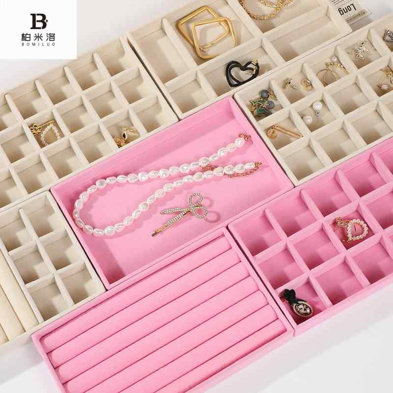 アクセサリー 収納 トレイ 柔らかい ベルベット コットン 指輪 スロット 仕切り 家庭 デスク 置き ヨー..