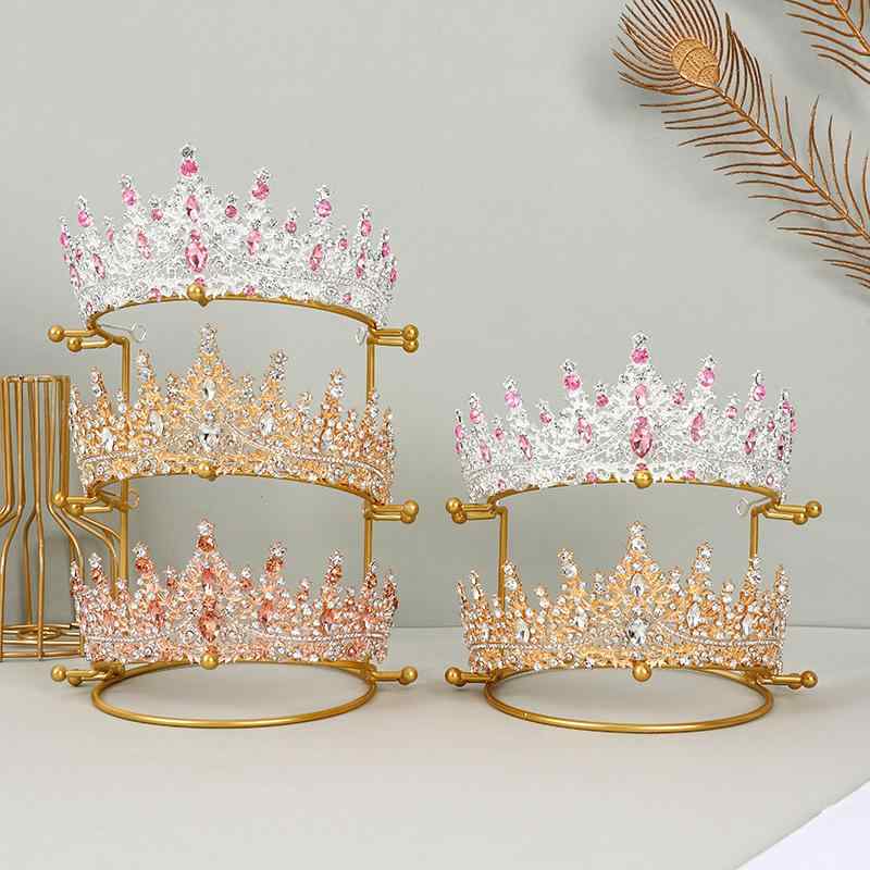 展示ラック レディース ヘッドアクセサリー クラウン ティアラ 新婦 金 多層 金属 アクリル 高級感 古..