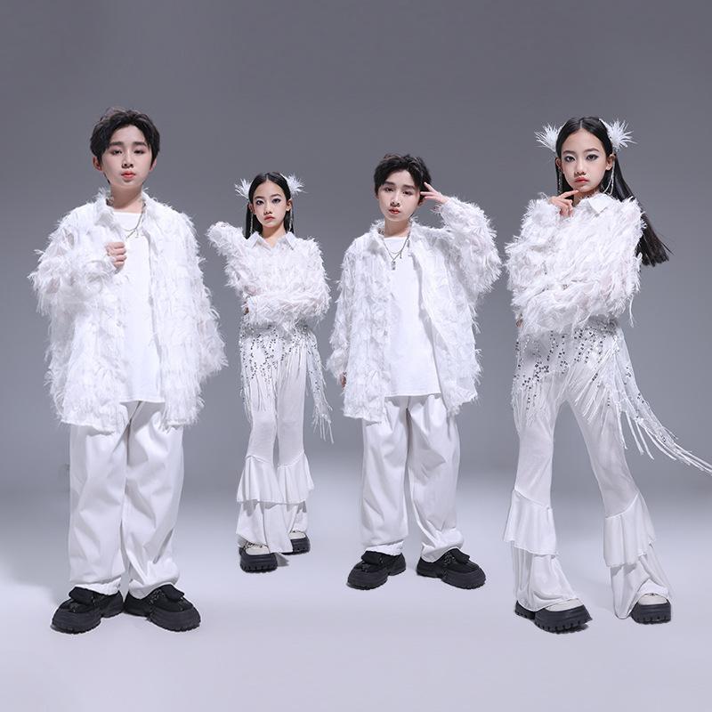 ダンス衣装 女の子 ジャズダンス 韓国 クロップドトップ タンクトップ スウェットパンツ セット コットン 柔らかい素材 夏 白 かわいい スタイリッシュ 子供...