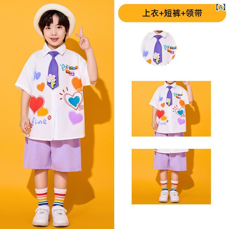 キッズ ダンス服 男の子 女の子 夏 ポリエステル 紫 チアリーディング 幼稚園 小学生 卒業 合唱 パフォーマンス ステージ衣装 爽やか プリーツスカート シ...