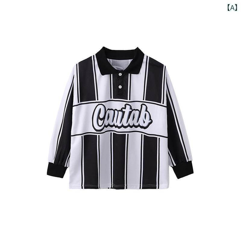 ヒップホップ ダンス 衣装 男の子 女の子 子供 ストリート ファッション セット ゆったり 長袖 トップス 黒白 ストライプ ロングパンツ 軍緑 カーゴ 秋 ...