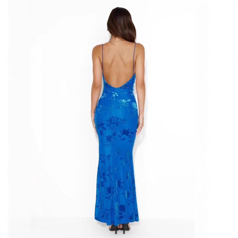 ワンピース レディース 夏 キャミソール スリムフィット セクシー バックレス ヒップハグ ロング 花柄 ..